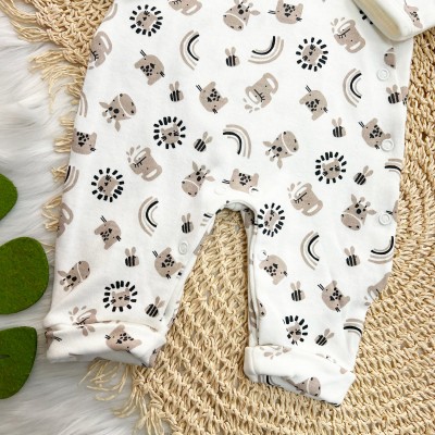Macacão Malha Trape Zape - Safari e Bumbum Bordado Baby Tigre - Off White